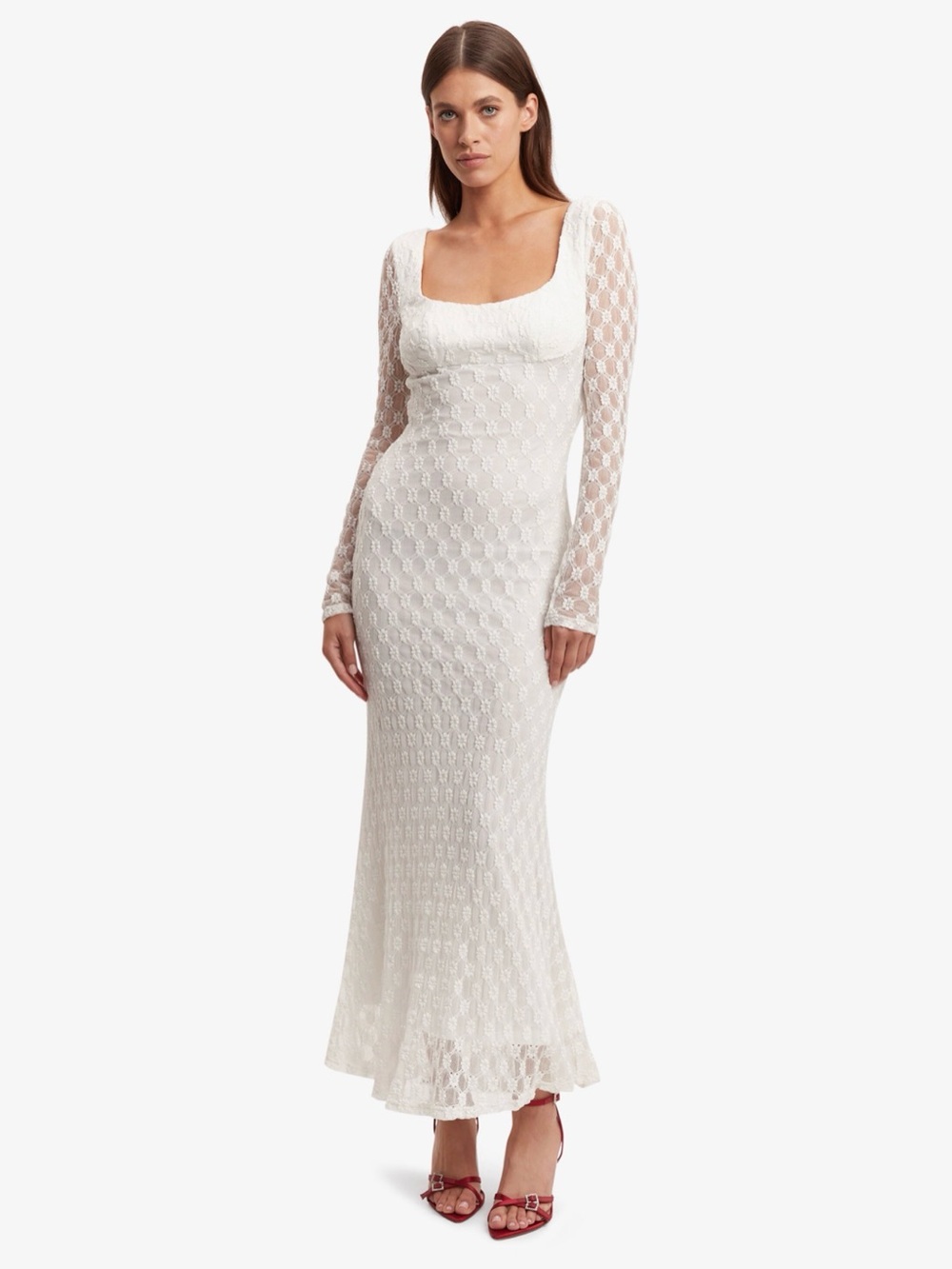 Bardot Adoni Lace Midi Dress In White.